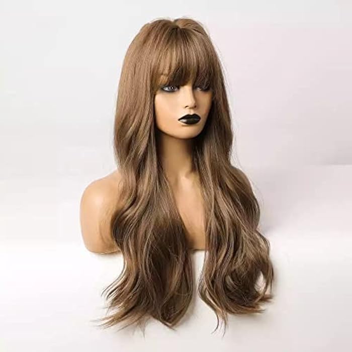 DILLARDS Wave & Curly Synthetic Wigs With Bangs (Light Brown) - Image 3